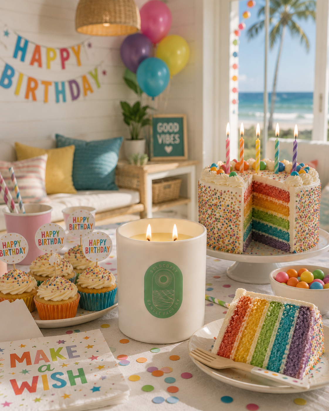 Rainbow Cake | 380g Pure Soy Candle | 🌈 HAPPY BIRTHDAY VIBES