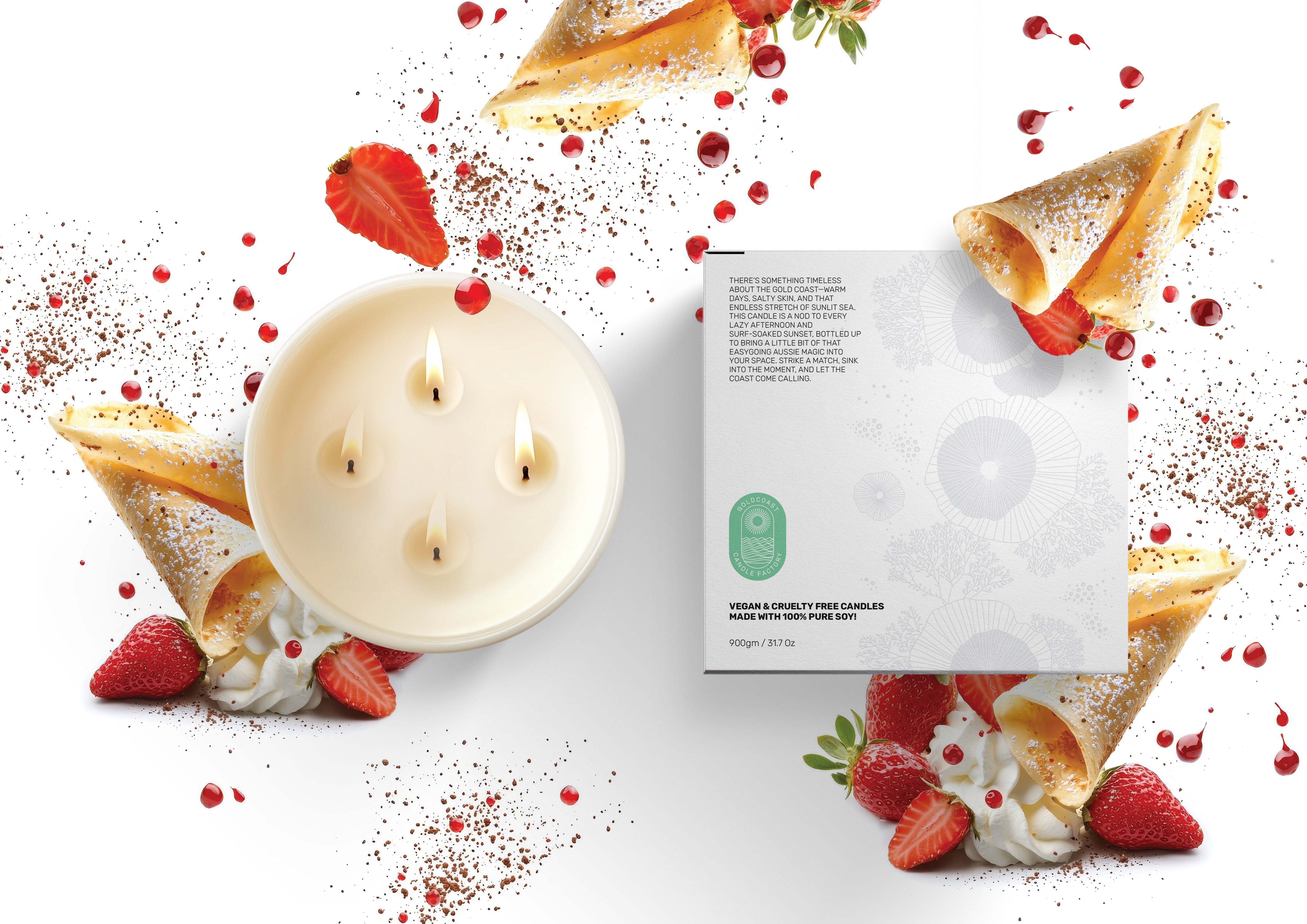 Strawberry Crepes | 900gm Pure Soy Candle