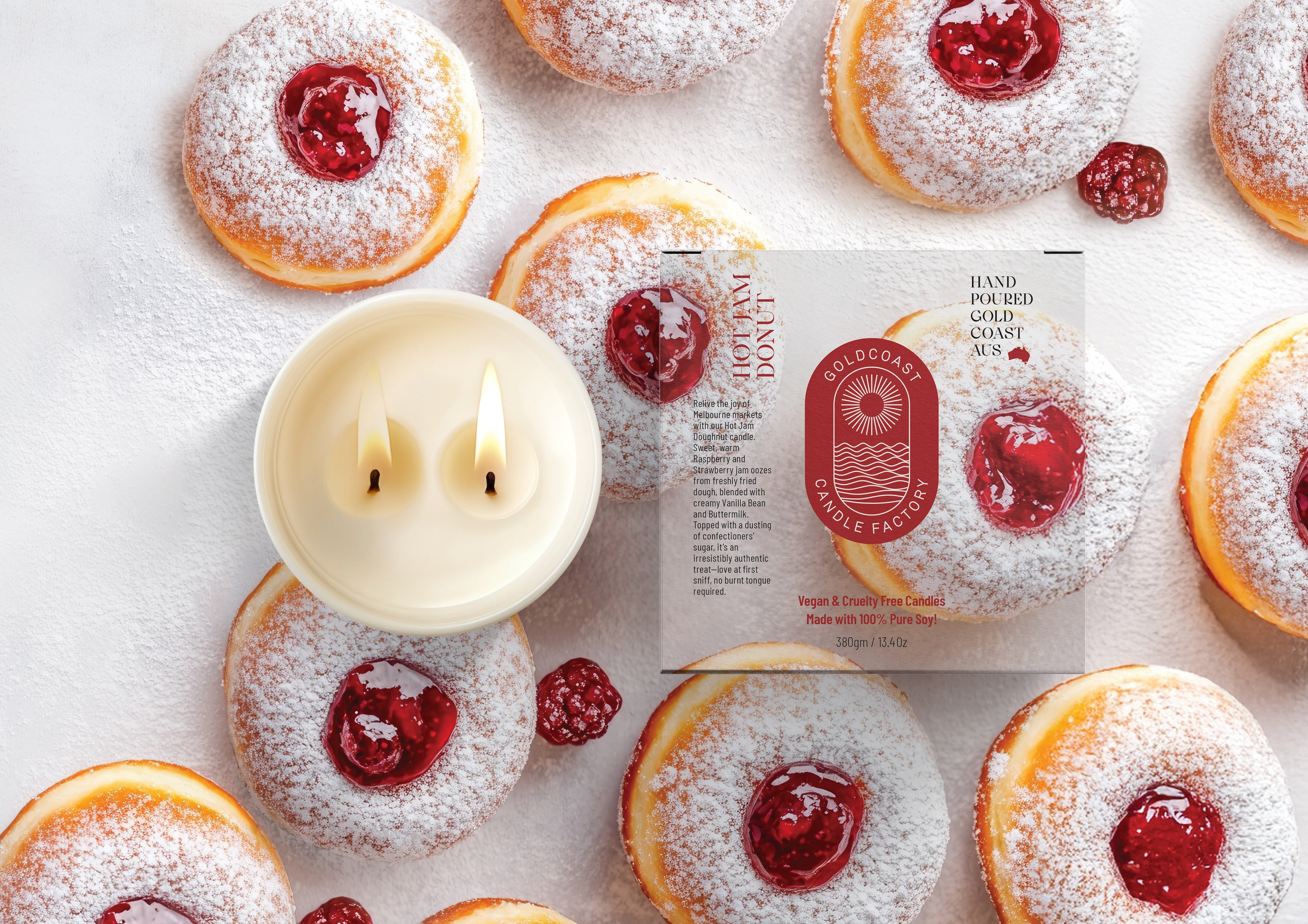 Hot Jam Donut Candle 380g - NEW