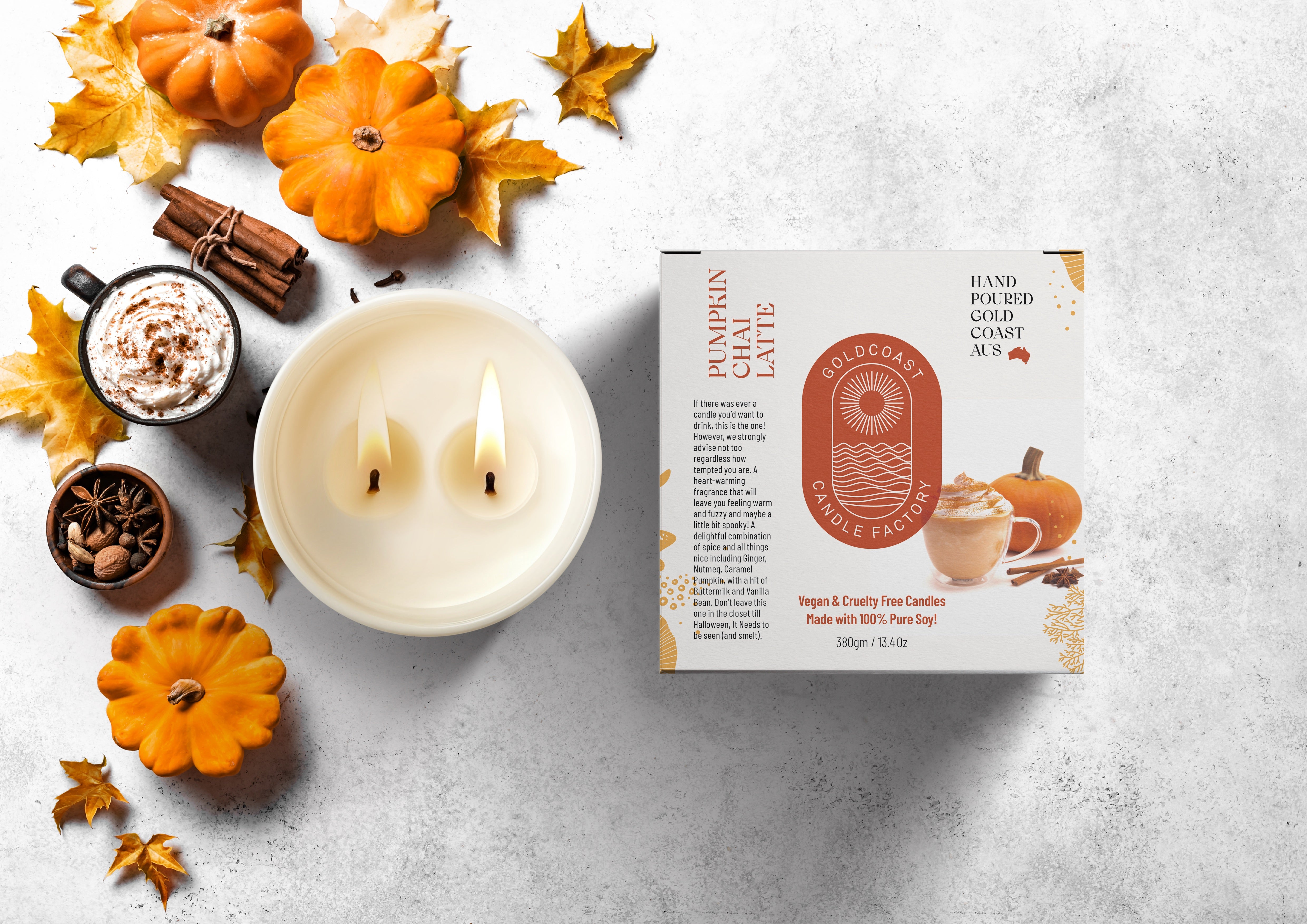 Pumpkin Chai Latte | 380g Pure Soy Candle | 🎃 SPOOKY SEASON FAVOURITE