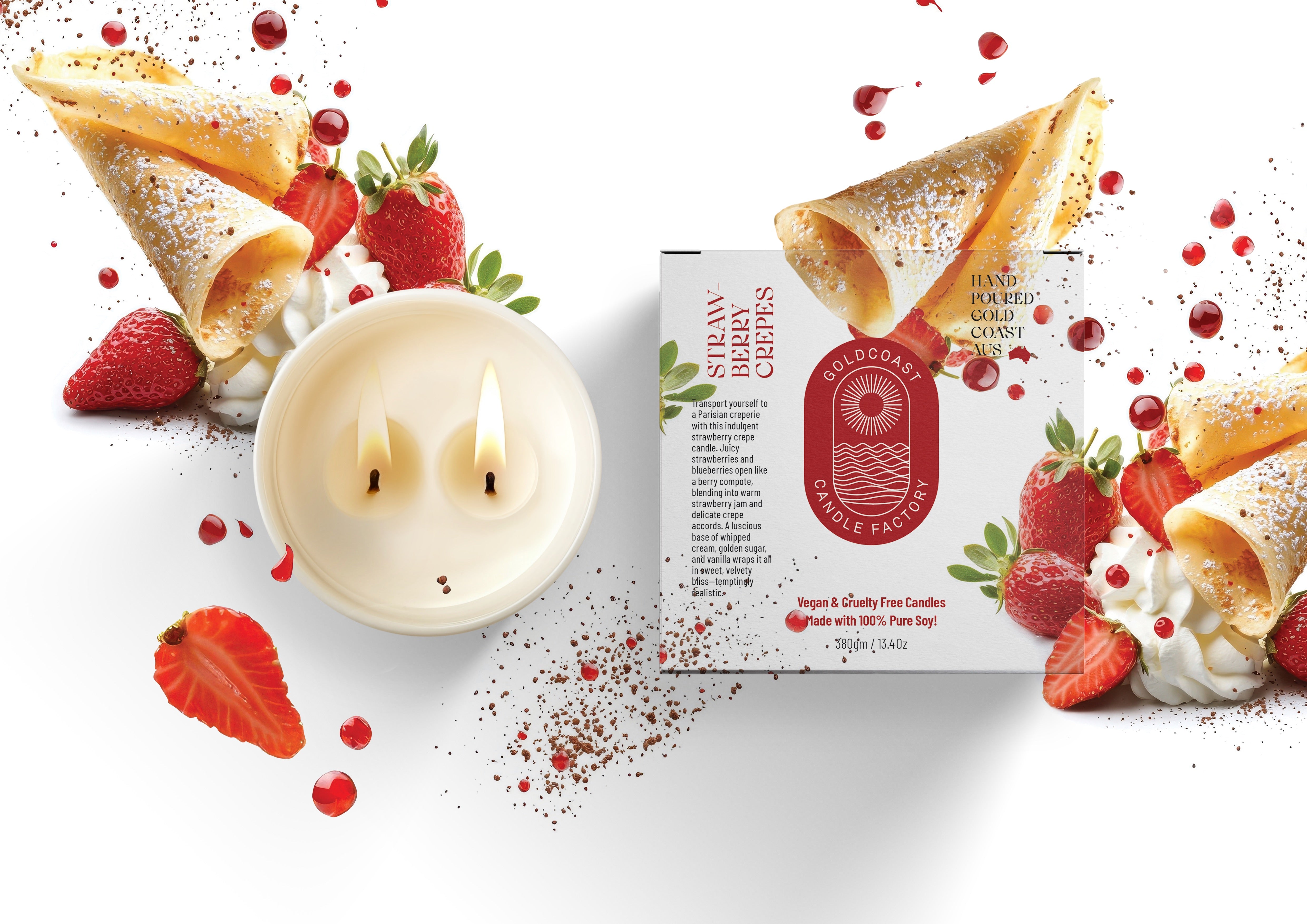 Strawberry Crepes Candle 380g - NEW - Owners Choice